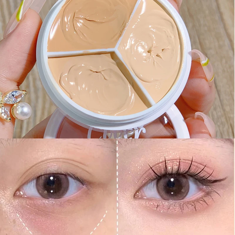 3 colors Concealer Dark Circles Corrector high coverage Green Nose Contour Shading Cream Palette Face Base Beauty Korean Makeup