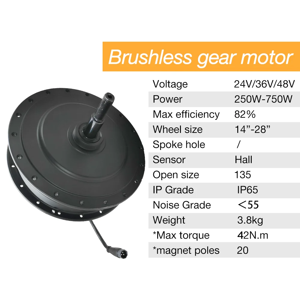 Best selling 24V 36V 48V 350W 500W 750W mini brushless dc Motor electric wheel hub motor