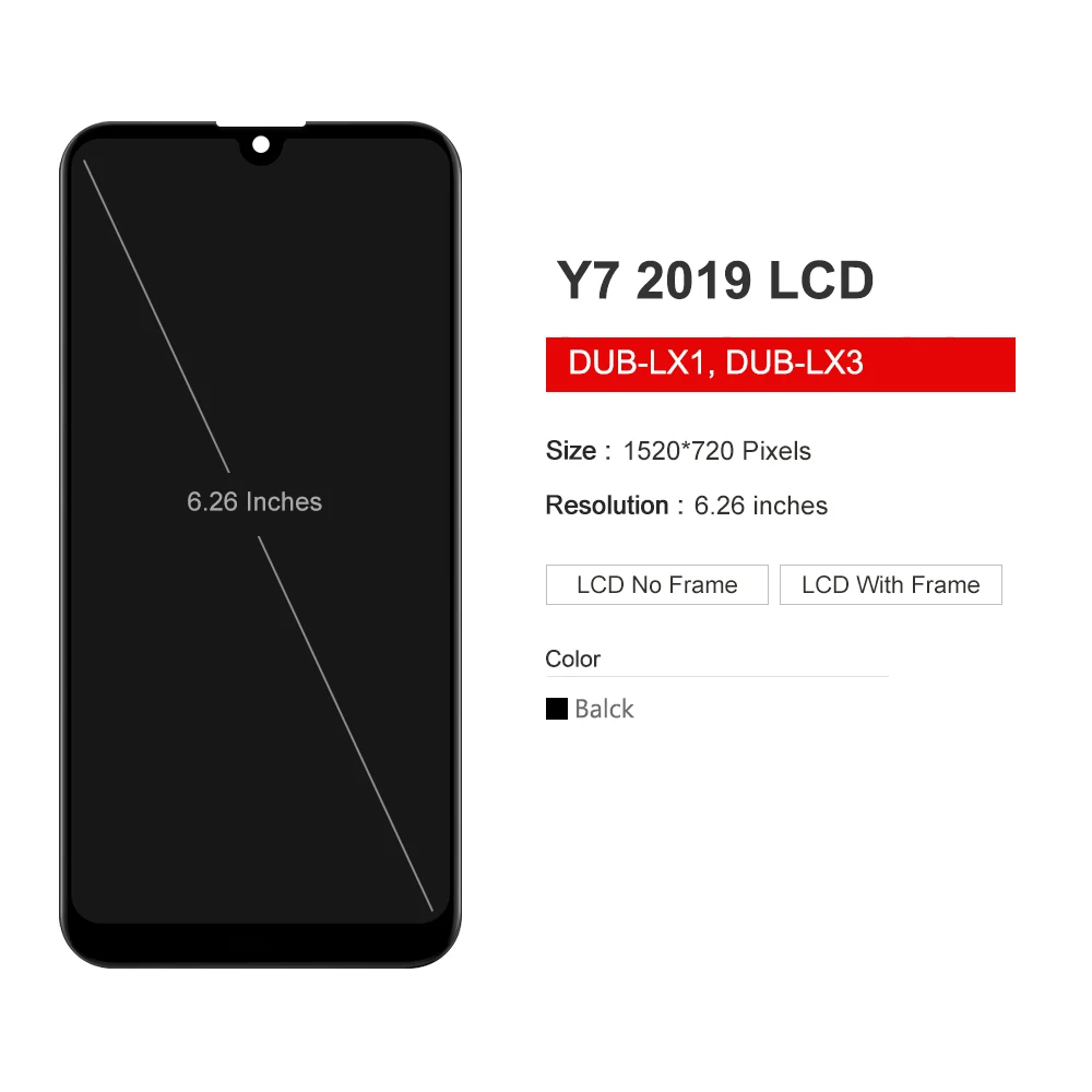 6.4\'\' For Huawei Y7 2019 LCD Display Touch Screen With Frame For Y7 Prime 2019 DUB-LX3 DUB-L23 DUB-LX1 lcd