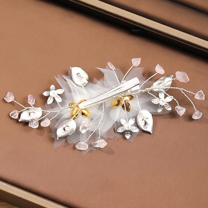 New Wedding Hair Accessories White Pearl Rhinestone Hairpins Ladies Headdress Bridal Tiara Handmade Jewelry Accessories image 5