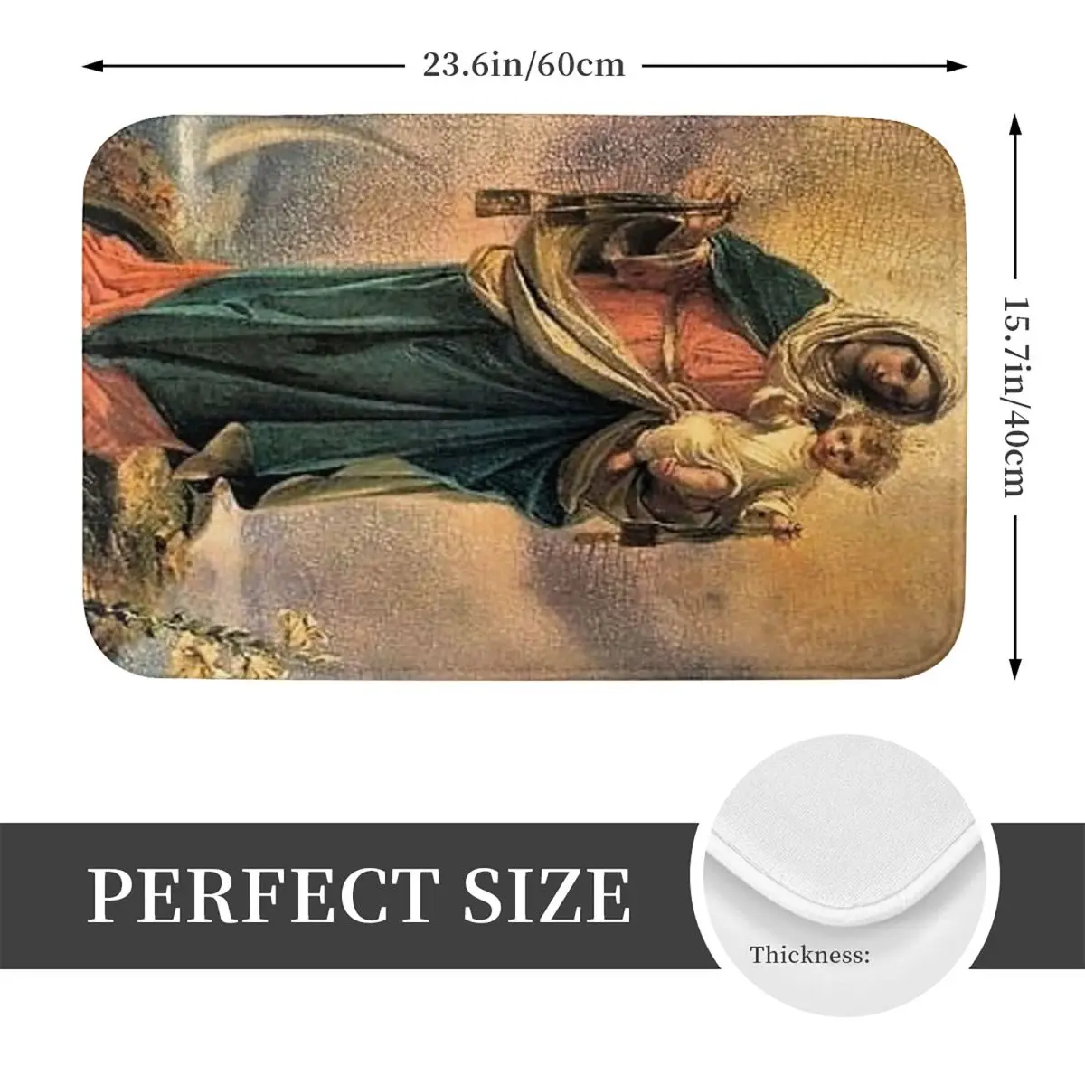 Our Lady Of Guadalupe Virgin Mary Mexican Doormat Kitchen Entrance Home Floor Mat Non-slip Carpet Rug for Bathroom Footpad Mats
