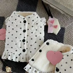 Pet Princess Storm Point Love Plus Velvet Lace Coat Warm Vest Cat Teddy Marzis Autumn/Winter Coat Dog Clothes for Small Dogs