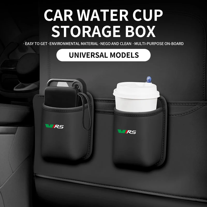 

1pc Leather Car Cup Holder Storage Rack Multi Functional Storage Box For Skoda VRS Kamiq Kodiaq Karoq RS Fabia