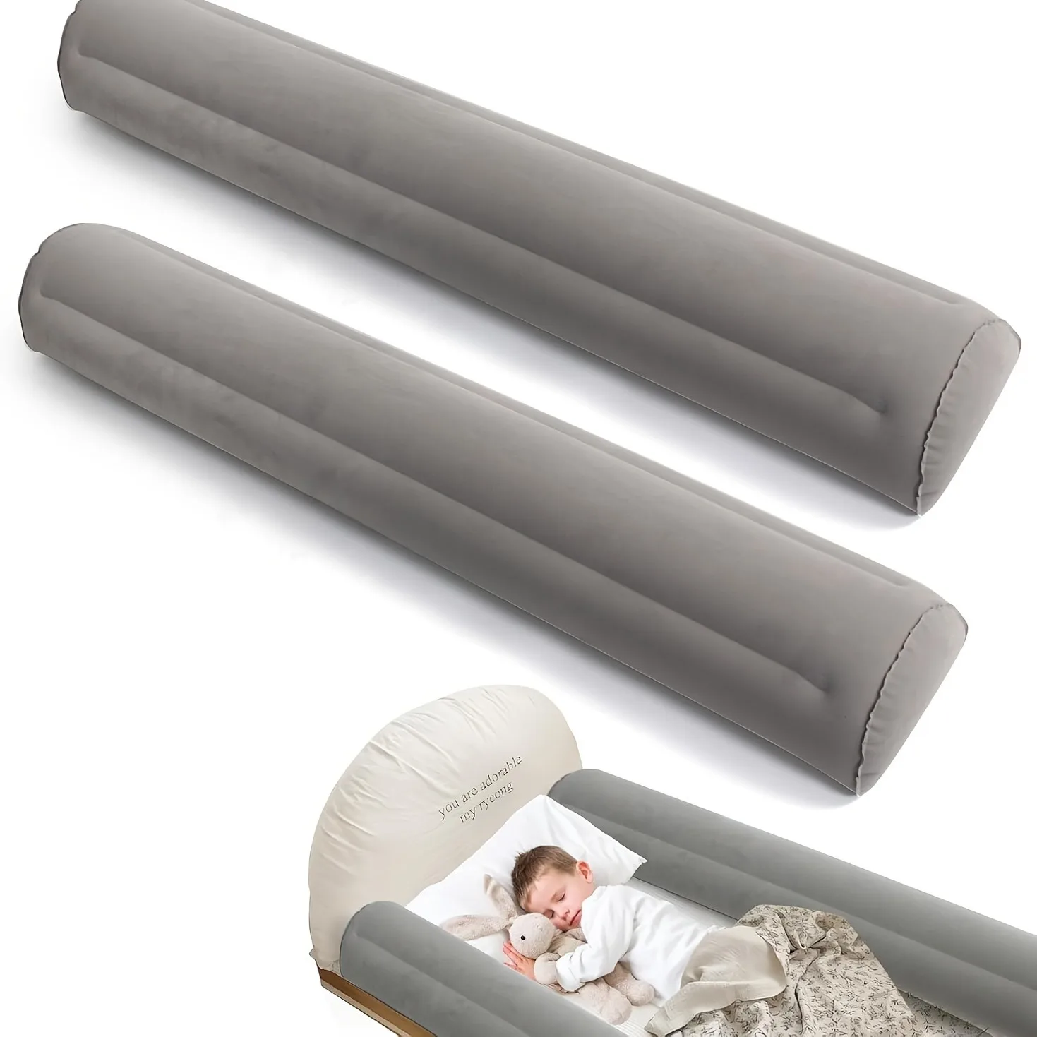 1/2 Travel Bed Rail, Inflatable Folding Travel Bed Rail, Portable Inflatable Bed Guardrail, Suitable for Foldable, Single, Doubl