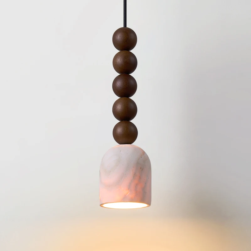Wabi Sabi LED Pendant Lights Beige Travertine chandelier Nature Stone Wood Hanging lamp Bedroom Bedside corridor Restaurant E27