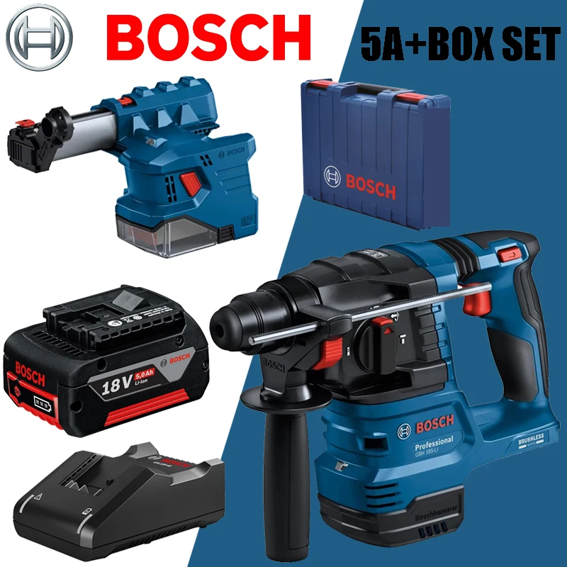 BOSCH GBH 185-LI Major Brushless Cordless Rotating Hammer Impact Drill With GDE 12 Vacuum Cleaner Accessories Series