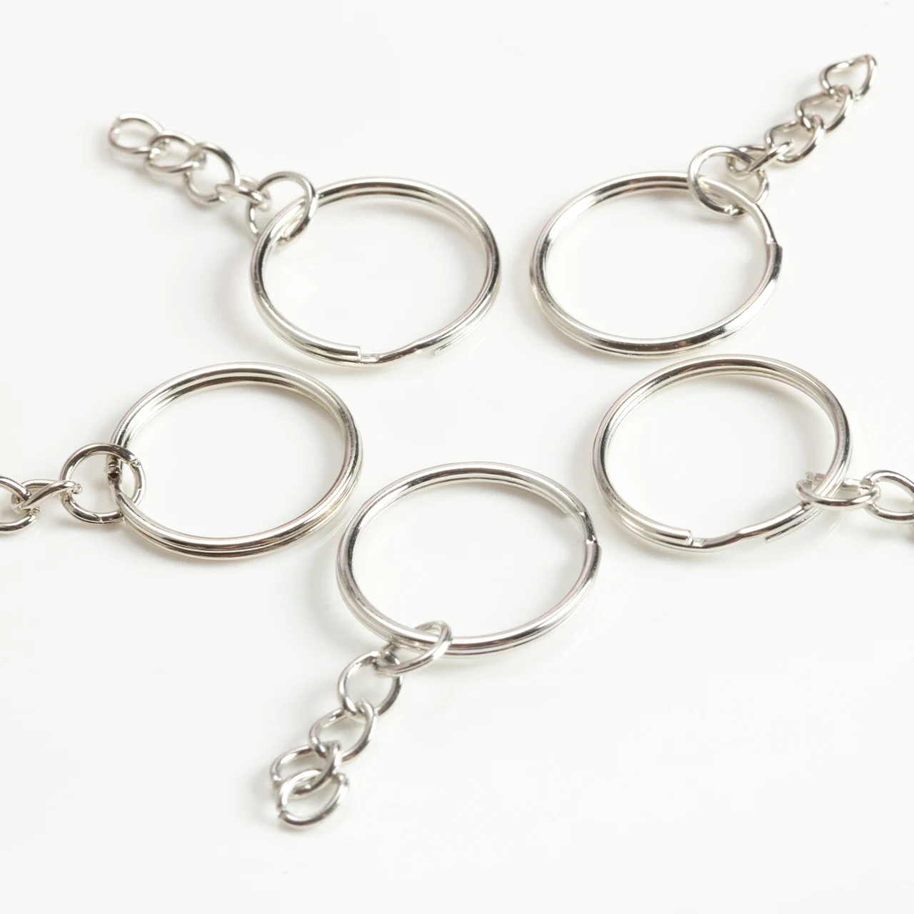 

10-80pcs Zinc Alloy Keychain 2.5cm Key Ring with Extension Chain DIY Keyring Hardware Accessories for Bag Charms Key Organizer