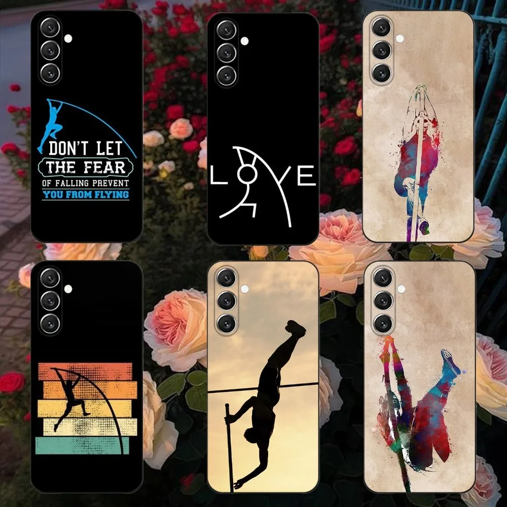 Pole Vault Sport Phone Case For Samsung Galaxy A13,A21s,A22,A31,A32,A52,A53,A71,A80,A91 Soft Black Cover