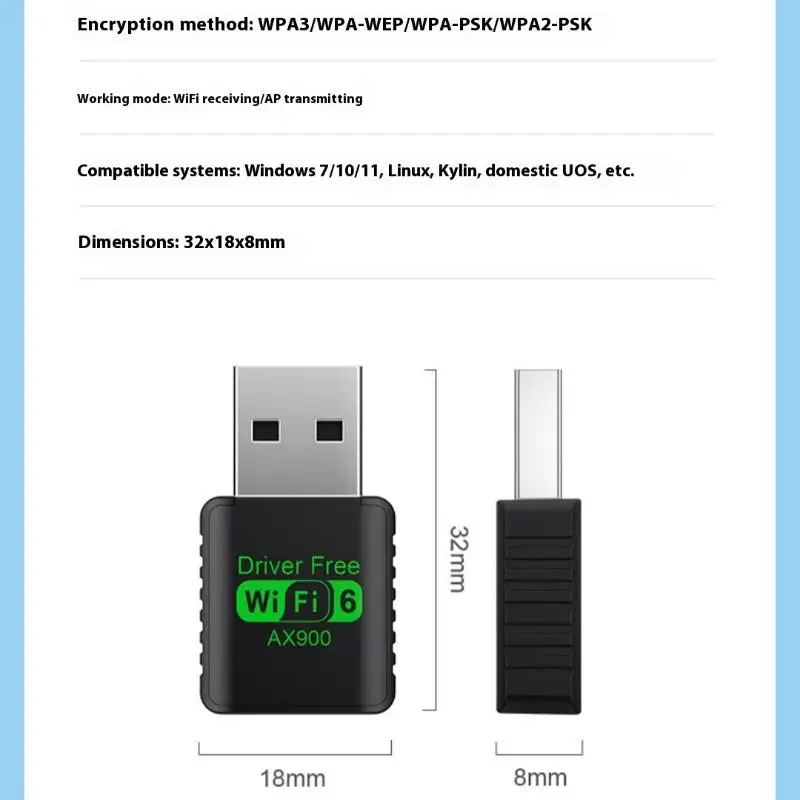 ดองเกิล 2in1 1 ชิ้น แบบ Dual Band 2.4G 5GHz USB WiFi 6 เครือข่ายไร้สาย Wlan Receiver ไดรเวอร์ฟรี 900Mbps USB WiFi Bluetooth Adapter