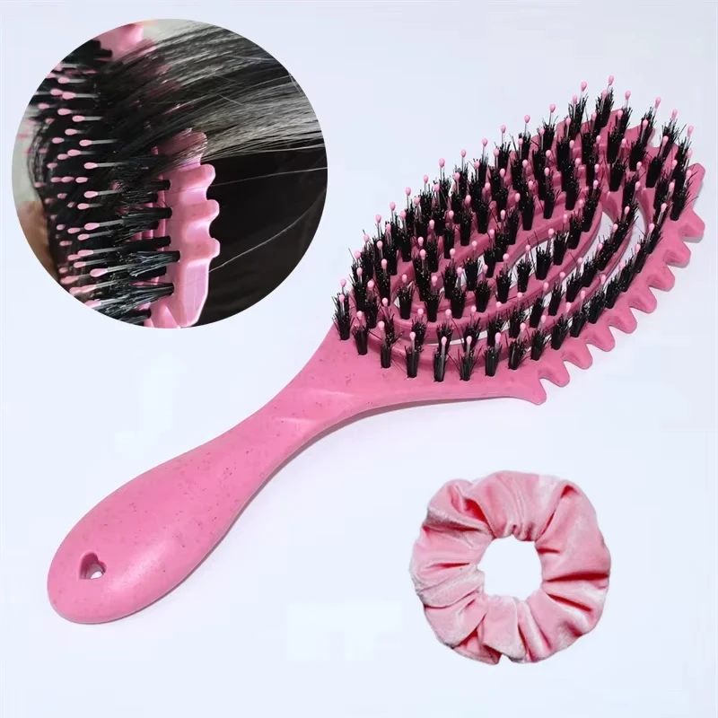 2pcs Curls Define Styling Brush Boar Bristle Detangling Hair Brush Women Tangled Hair Comb Barber Combs Curly Hair Styling Tools