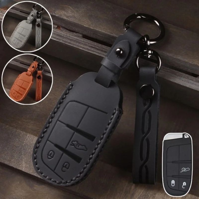 

A+ Genuine Leather Car Remote Key Fob Case Cover For Jeep Grand Cherokee Renegade