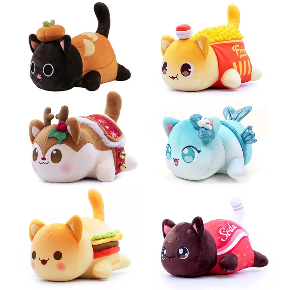 Meemeow Aphmau Plush Meemeows Food Cats Plushie Bunle Ahpmau French Fries Burger Pillow Plush Toys Kawaii Cute Plushy Cats Doll