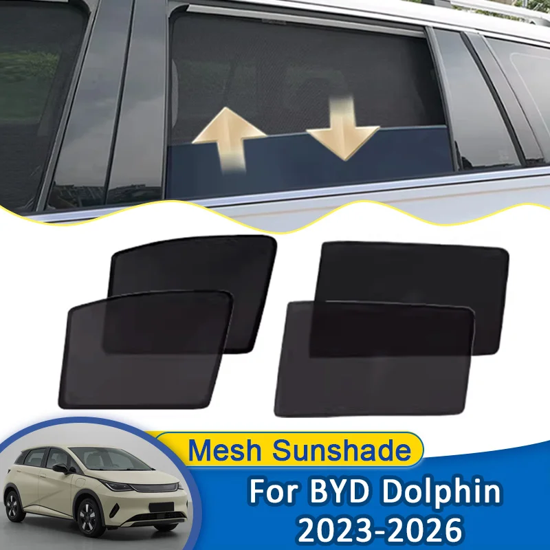 

For BYD Dolphin Accessories 2023 2024 2025 2026 Car Mesh Sunshades Windshield Magnetic Sunscreen Sun Visors Privacy Curtains