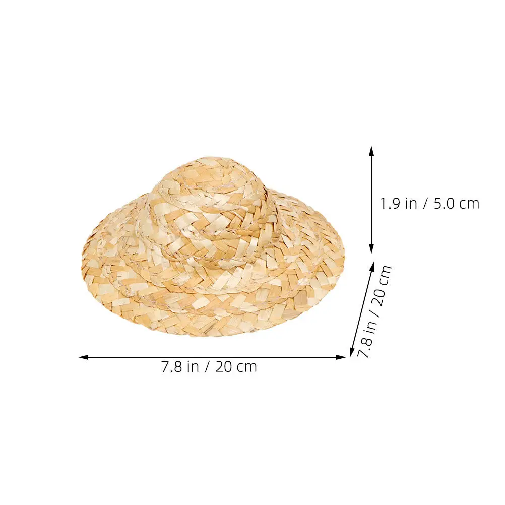 4 Peças Mini Chapéus de Palha Trançada para Artesanato DIY, Decoração, Adereço Fotográfico, Artigos para Festas Domésticas e Ornamento Miniatura