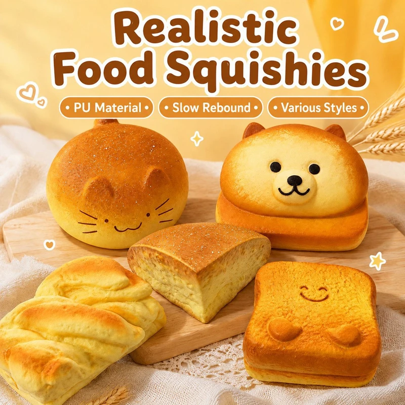Cute Squishy Totoro Bread Fidget Toys Soft Kitty Bread Venting Squeeze Toys Relieve Anxiety ＆ Anti Stress Toys Gifts for Adult