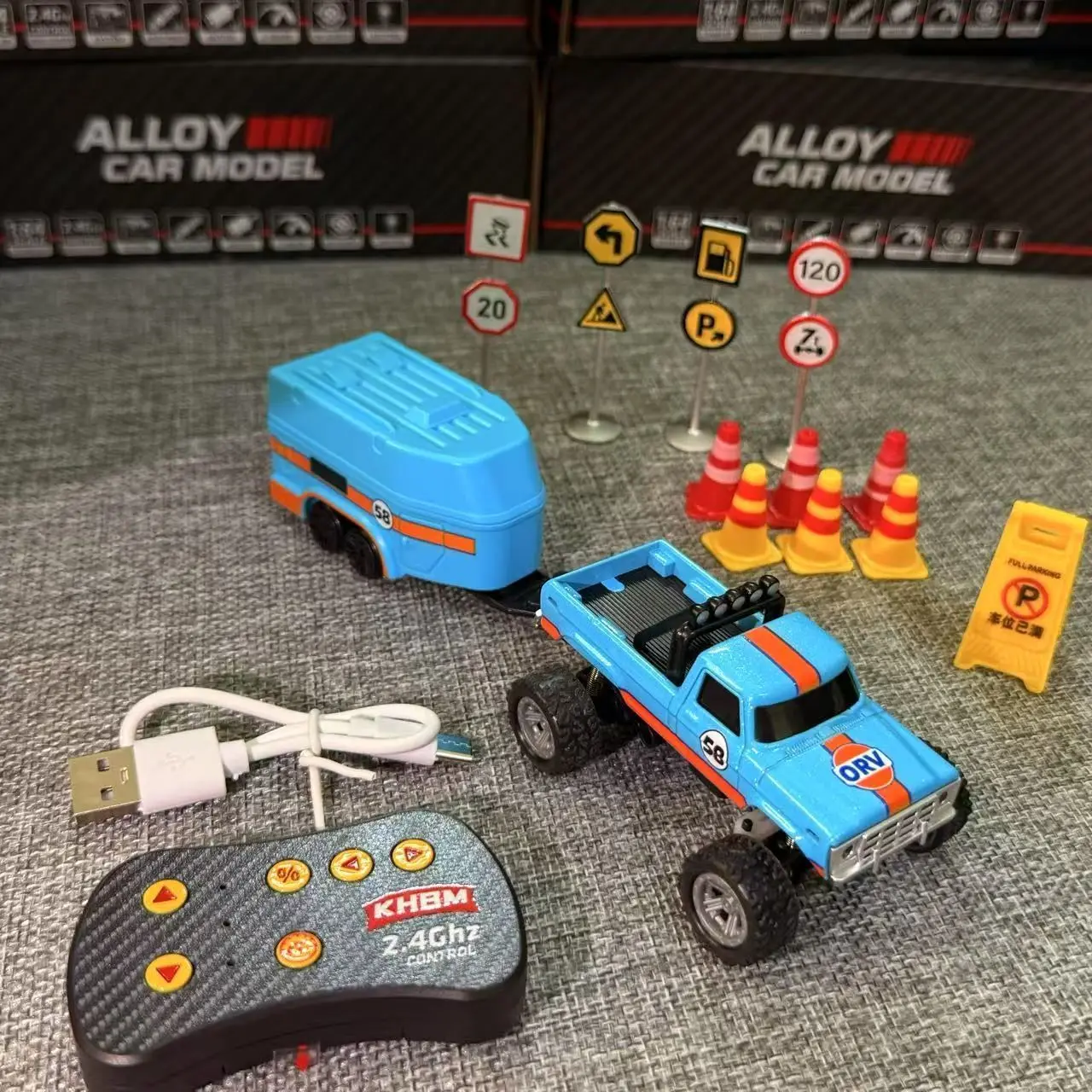 LYEAA Mini Camion RC 1:64 – Télécommande 2,4 GHz, 3 Vitesses, Feux Avant/arrière, Batterie USB – Alliage – Pour Enfants Et Passionnés