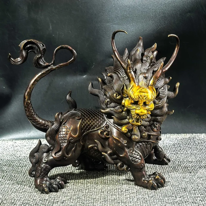 , Auspicious , Eight Treasures Kirin, Home and Office Bronze Craft Ornament
