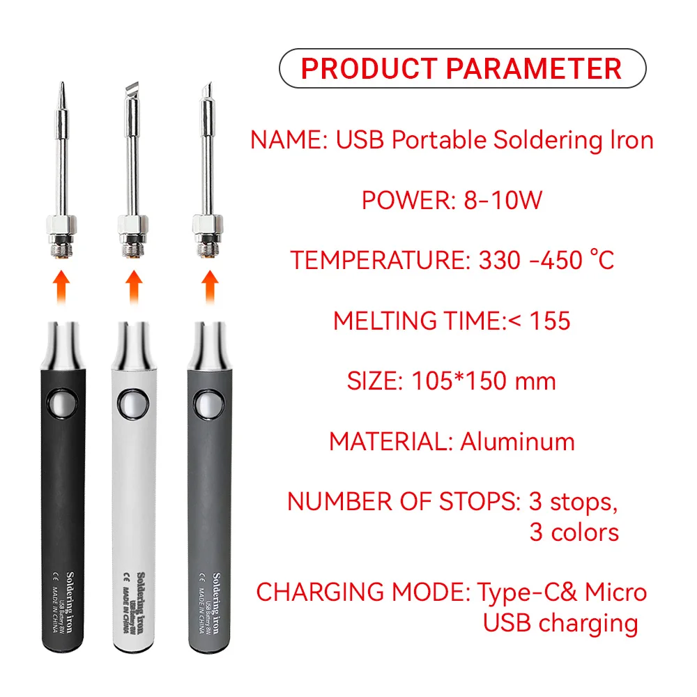 5V USB Wireless Electric Soldering Iron Portable Solder Iron Pen Rechargeable Temperature Adjustment DIY Welding Equipment