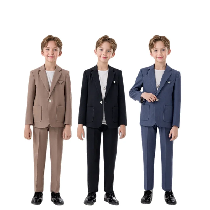 

Весенне-осенний комплект из 3 предметов для мальчиков, куртка, брюки, ожерелье, костюм для фотосессии, детское свадебное платье, детский формальный костюм на день рождения, От 1 до 11 лет