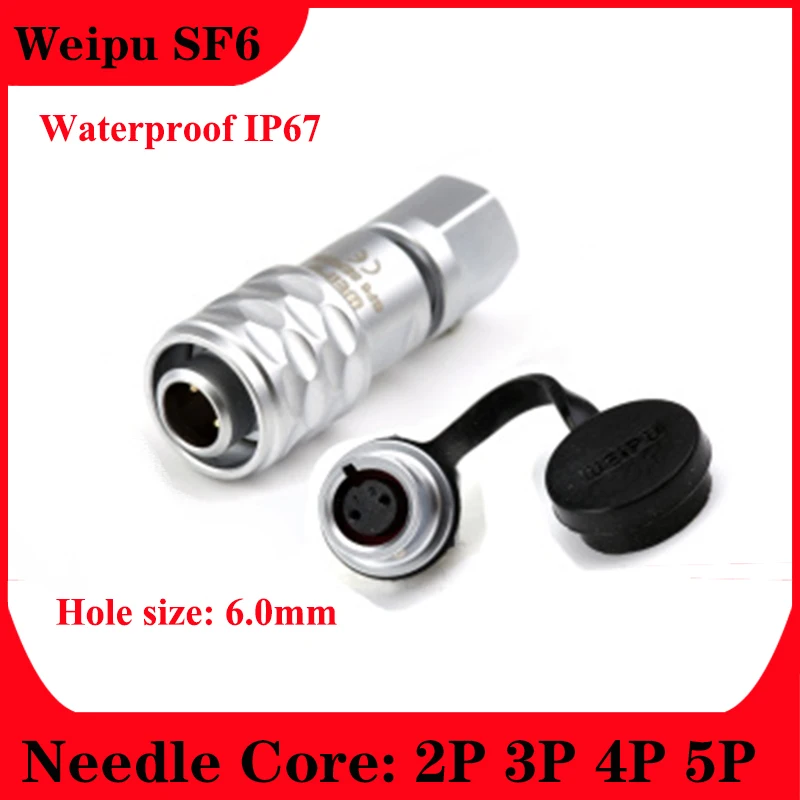 

Weipu SF6 Aviation Miniature Connectors Waterproof IP67 Hole size 6.0mm 2P 3Pin 4 hole 5 Cores Suitable For Cable Diameter 3-4mm