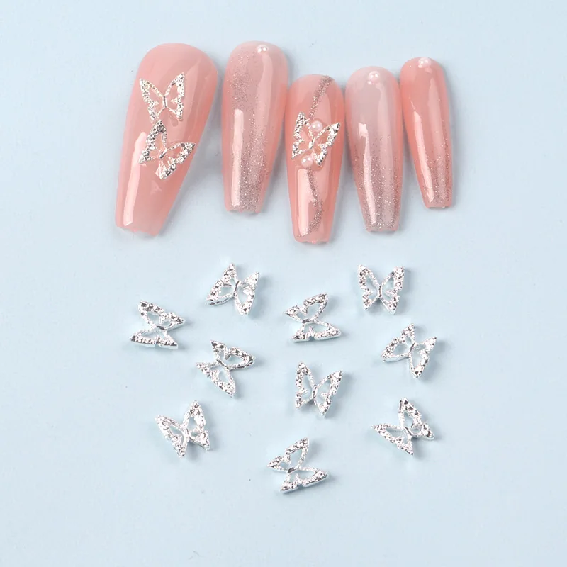 10pcs nail Charm Bufferfly Metal Nail Figures 3d Nail Parts Metal Charms Kawaii Accessories For Manicure Rhinestone