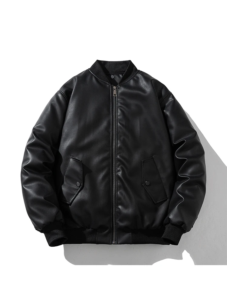 

Мужская повседневная куртка-байкер из искусственной кожи и хлопка, осенне-зимняя, модная, в американском стиле, молодежная, базовый цвет