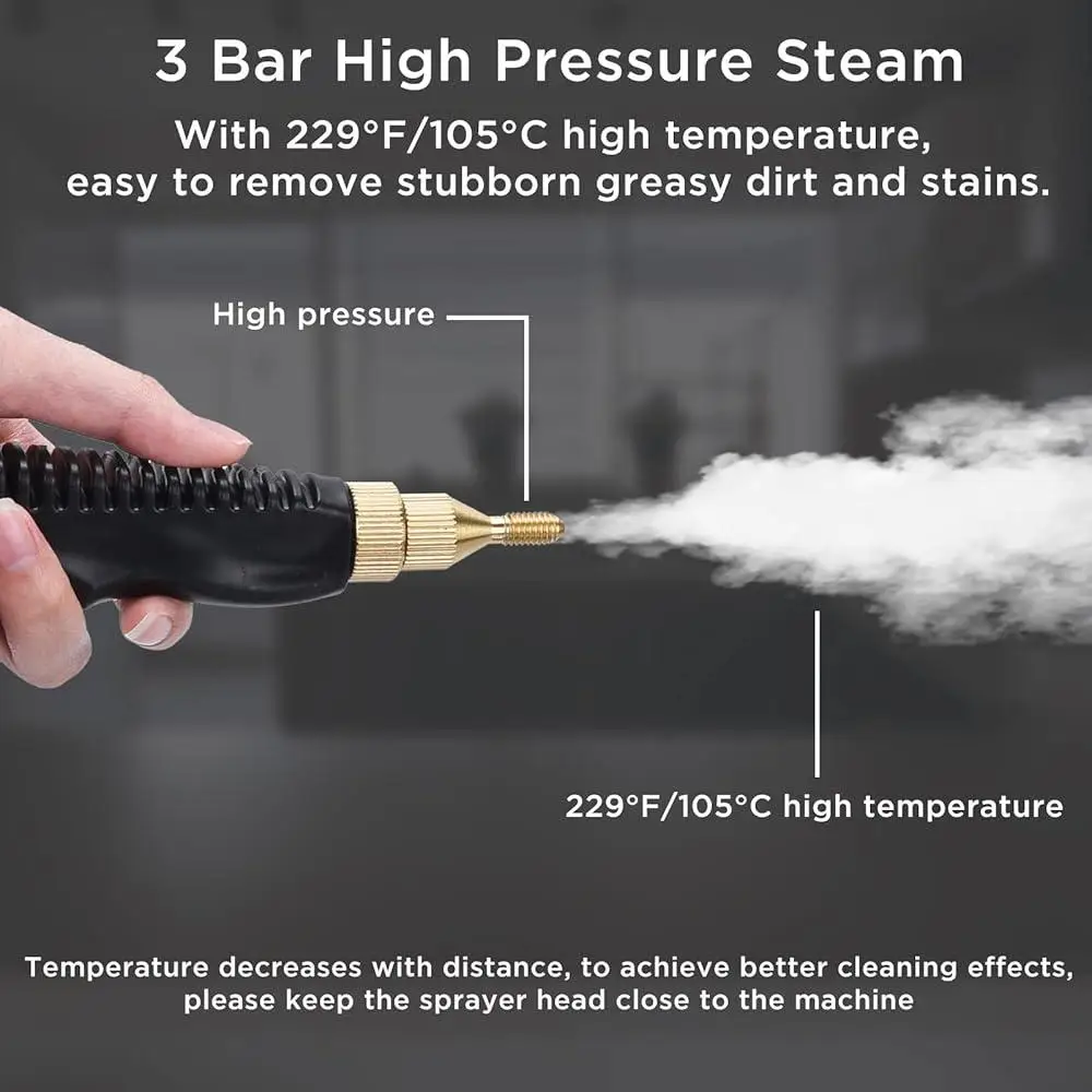 منظف البخار المحمول 2500 واط المحمولة ارتفاع ضغط ارتفاع درجة الحرارة باخرة مع سرعة قابلة للتعديل 3 رؤوس فرشاة تنظيف المنزل