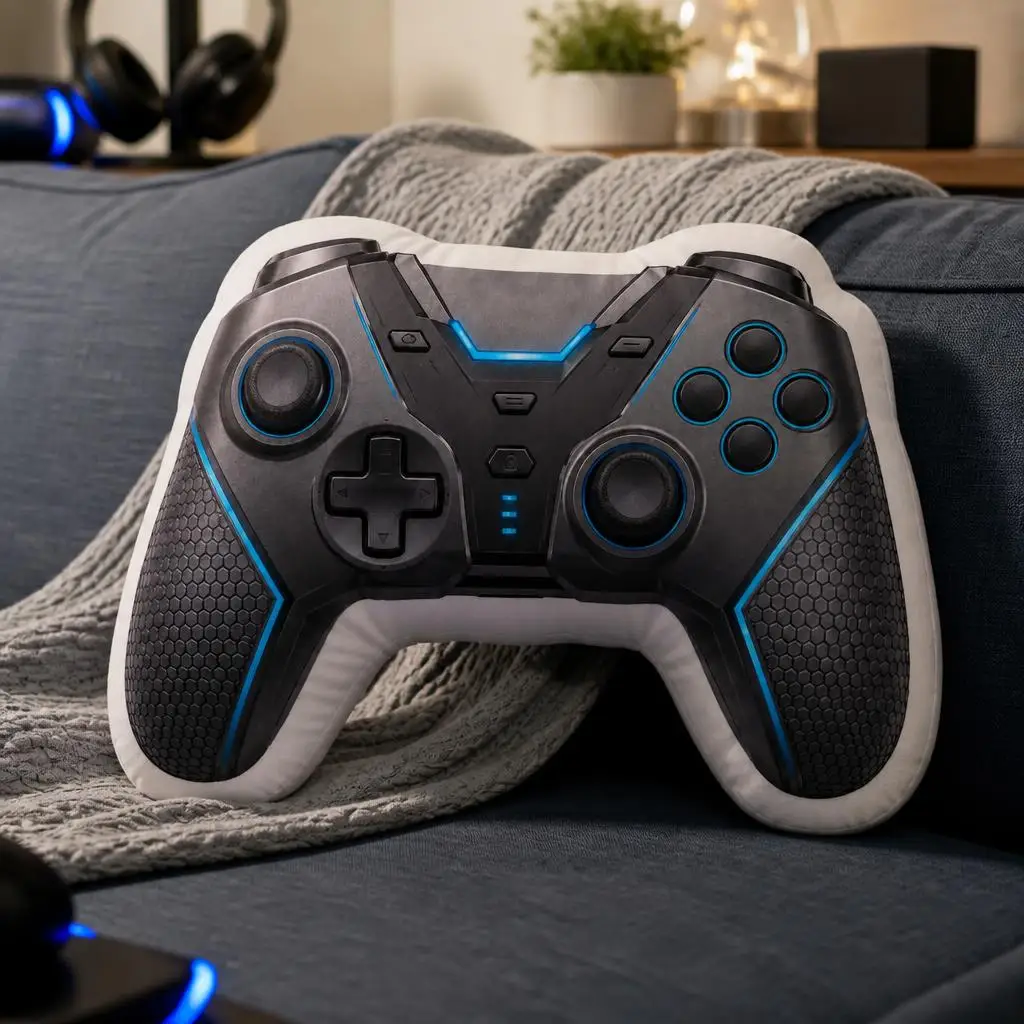 Game Controller Shaped Gaming Gamer Gift Plush Pillow Cushion Funny Stuffed Throw Pillow Home Decor Gift Sofa Bed Arcade Room