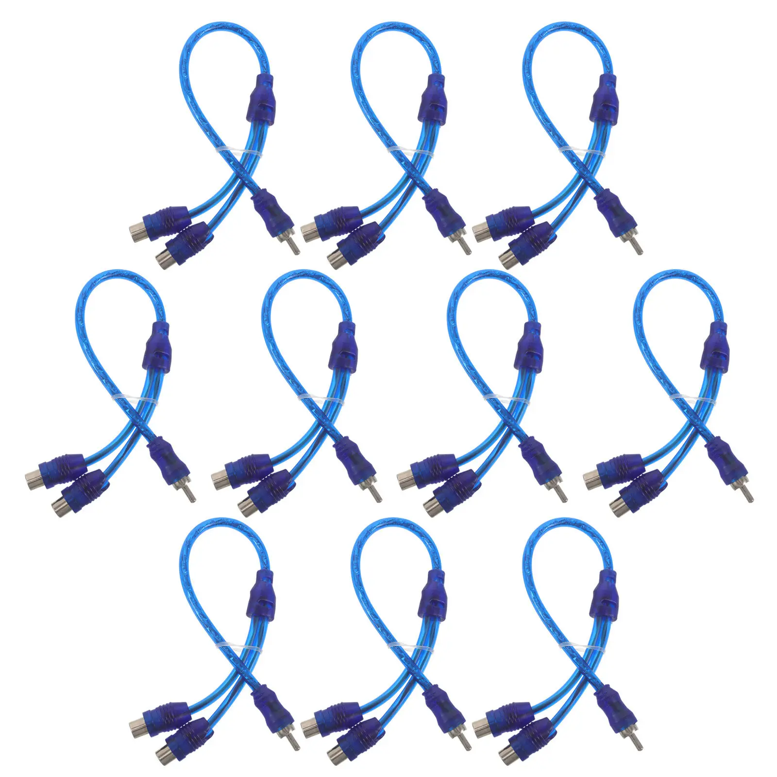 10Pcs Rca Splitter Cable 1 Male to 2 Female High Purity Copper Y Adapter for Car Audio Subwoofer Amplifier Speaker