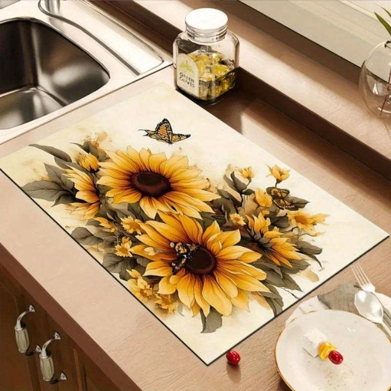 30x40CM Diatomaceous Earth Kitchen Countertop Drainage Pad Absorbent Dirt Resistant Household Protective Pad