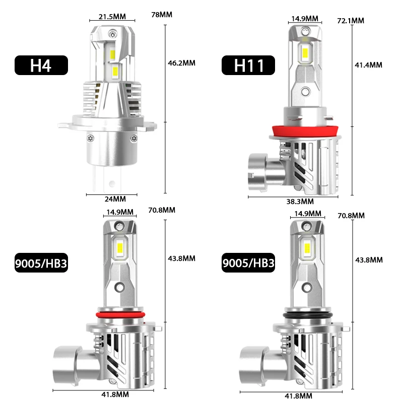 DAWNKNIGHT 차량용 LED 램프, 6500K LED 조명, 플러그 앤 플레이, H8, H11, 9005, Hb3, Hb4, 12V, 2 개