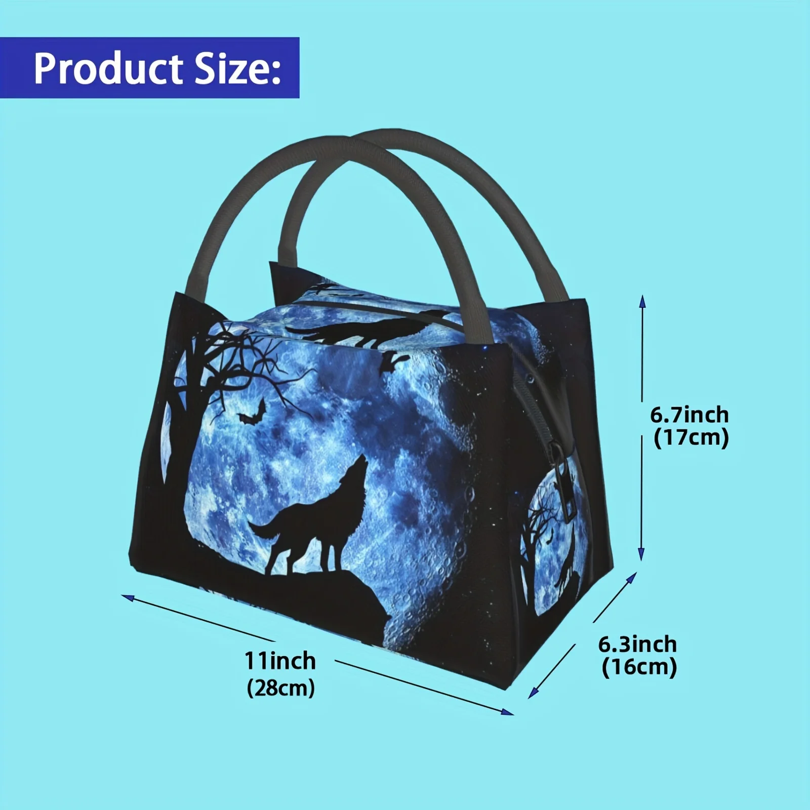 Wolf Moon Pattern Portable Reusable Cooler Bag Cooler Bag Insulated Lunch Bag for Camping Picnic Beach