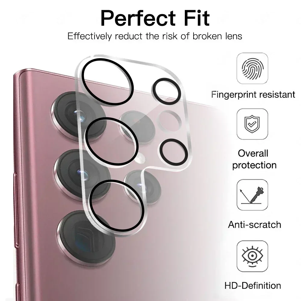 Film d'objectif en verre trempé, 4 à 1 pièce, pour Samsung Galaxy S25 S24 Plus Ultra S25Ultra S24 + S25Plus, protecteur d'appareil photo, film anti-rayures