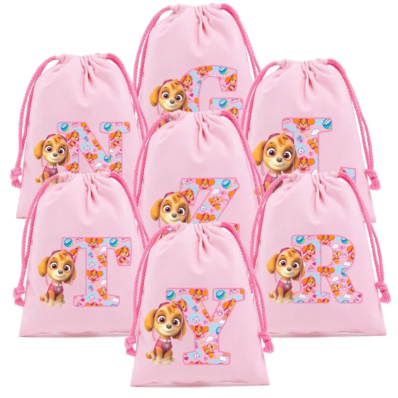 Paw Patrol Kordelzugbeutel, Skye Chase, niedliche Aufbewahrungstasche, Anime-Cartoon-Charakter-Muster, große Kapazität, tragbare Tasche, Partygeschenke