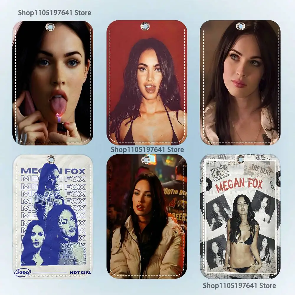 

Jennifers Body Megan Fox Pattern 1Pc PU Leather Card Holder Keychain Key Ring Door Lock Access Tags ID Card Case Keychain Card