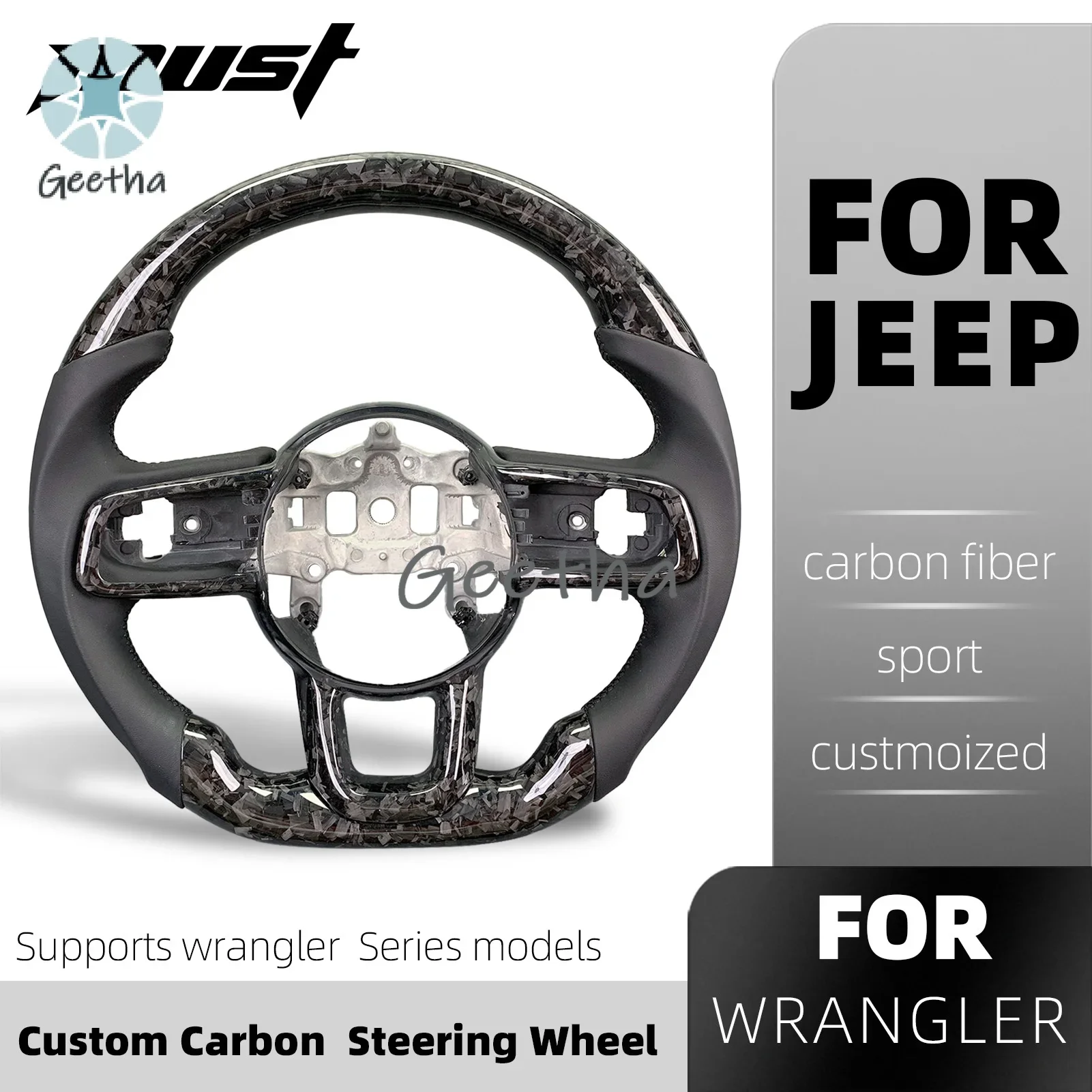 

Forged Carbon Fiber for Jeep Wrangler Gladiator 2018-2024 Customized Steering Wheel LED RPM Display Body kit bumper