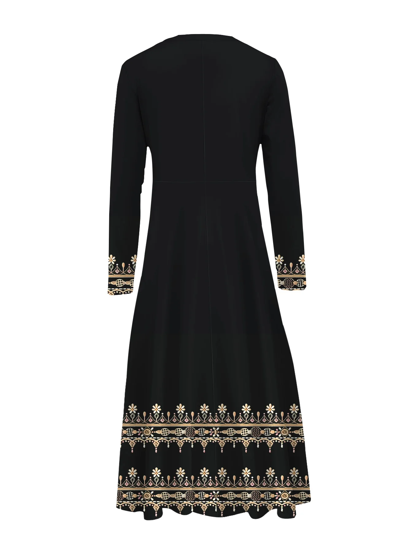 Plus Size VINTAGE Woman Printed Long Sleeve Dress Fashionable Women Party Dress Plus Size Women Clothing Vestidos Femininos