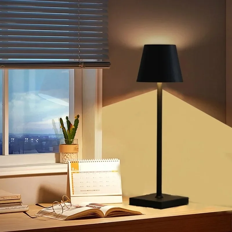 LED Classic Desk Lamp Bar Restaurant Ambiance Wireless Table Lamps Study Office Light Waterproof Touch Lamp with USB Charging