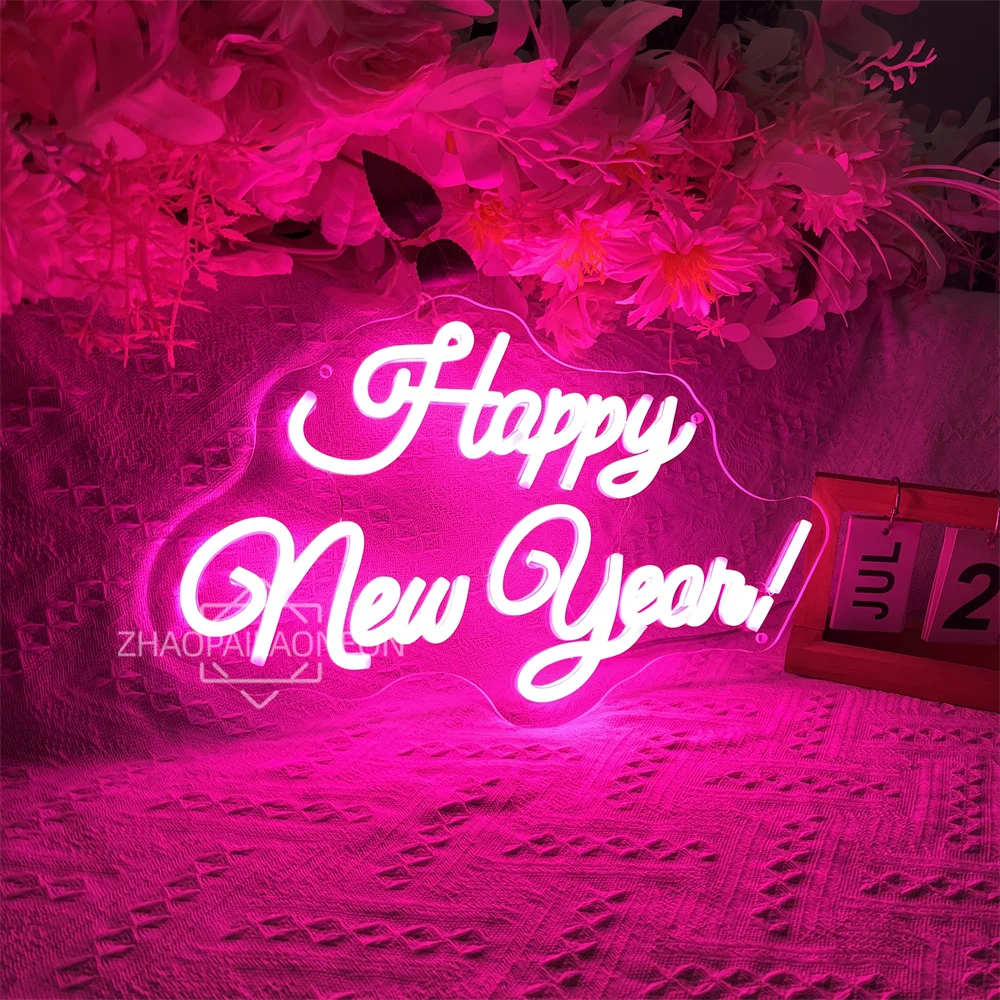 سنة جديدة سعيدة النيون علامات LED غرفة المنزل ديكور جدران حفلة عيد الميلاد أضواء النيون الديكور 2026 السنة الجديدة تخصيص الهدايا #2