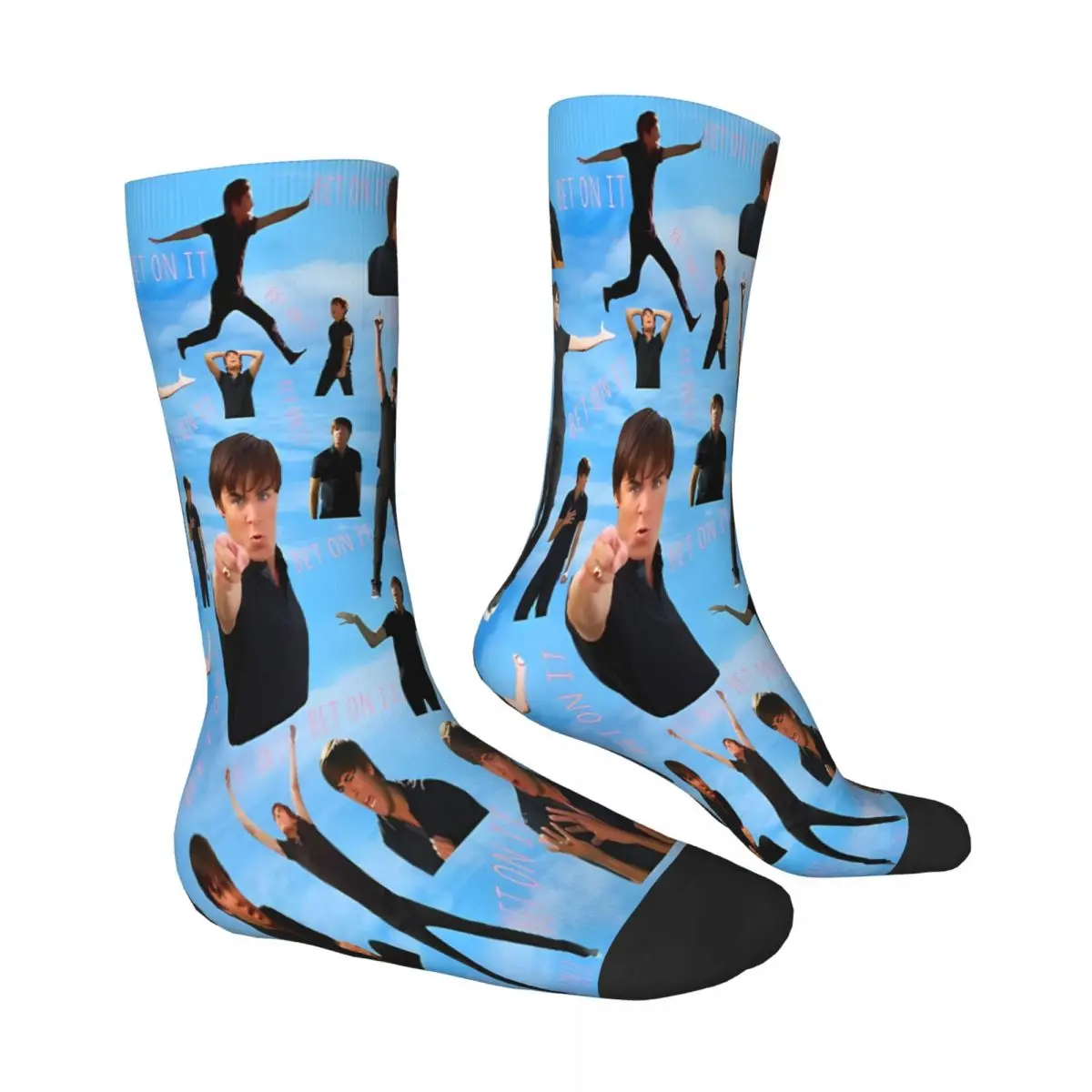 Zac Efron Troy Bolton Bet On It High School Musical Meme Socks Male Mens Women Autumn Stockings Harajuku