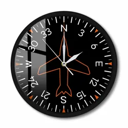 Aviation Directional Modern Metal Frame Wall Clock Airlines Aviator Artificial Horizon Decorative Silent Wall Watch For Bedroom