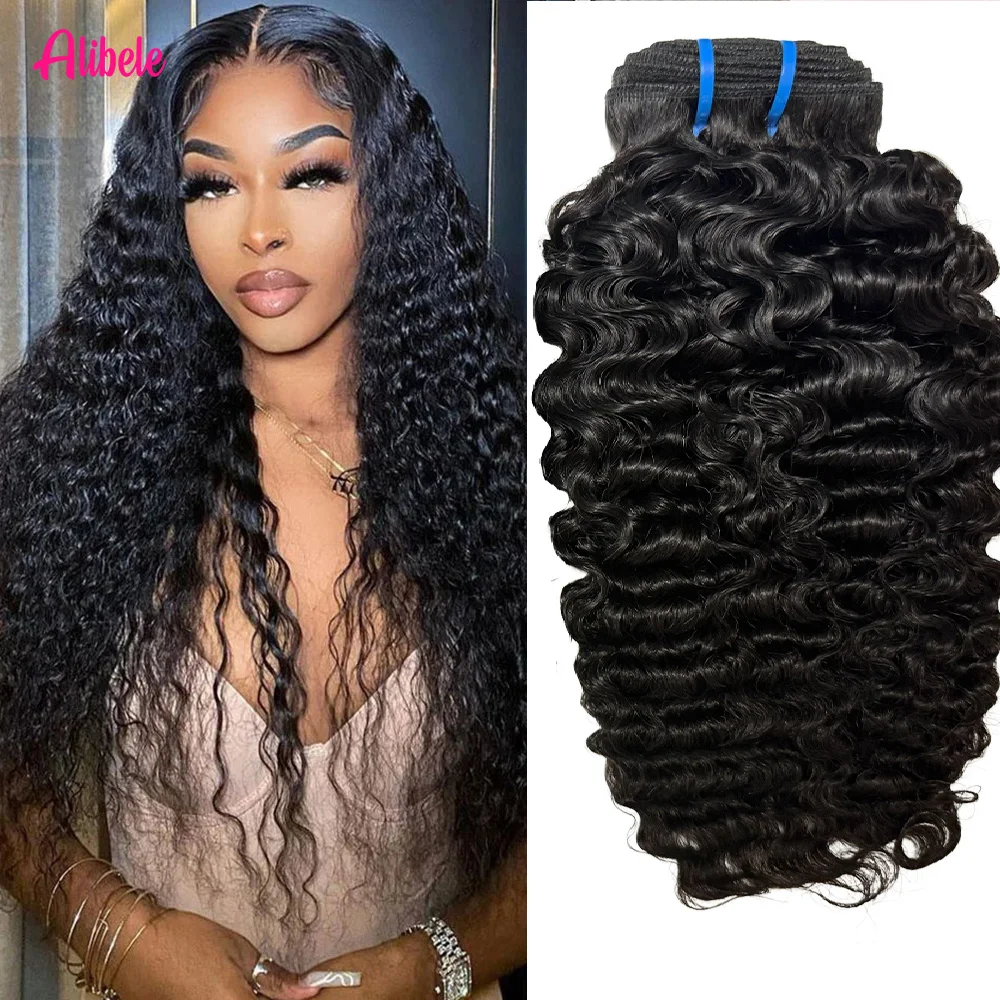 

Alibele Virgin Hair Extensions бирманские вьющиеся пучки человеческих волос с двойным утком, натуральный черный 15A 1/3/4 шт., 12-32 дюйма