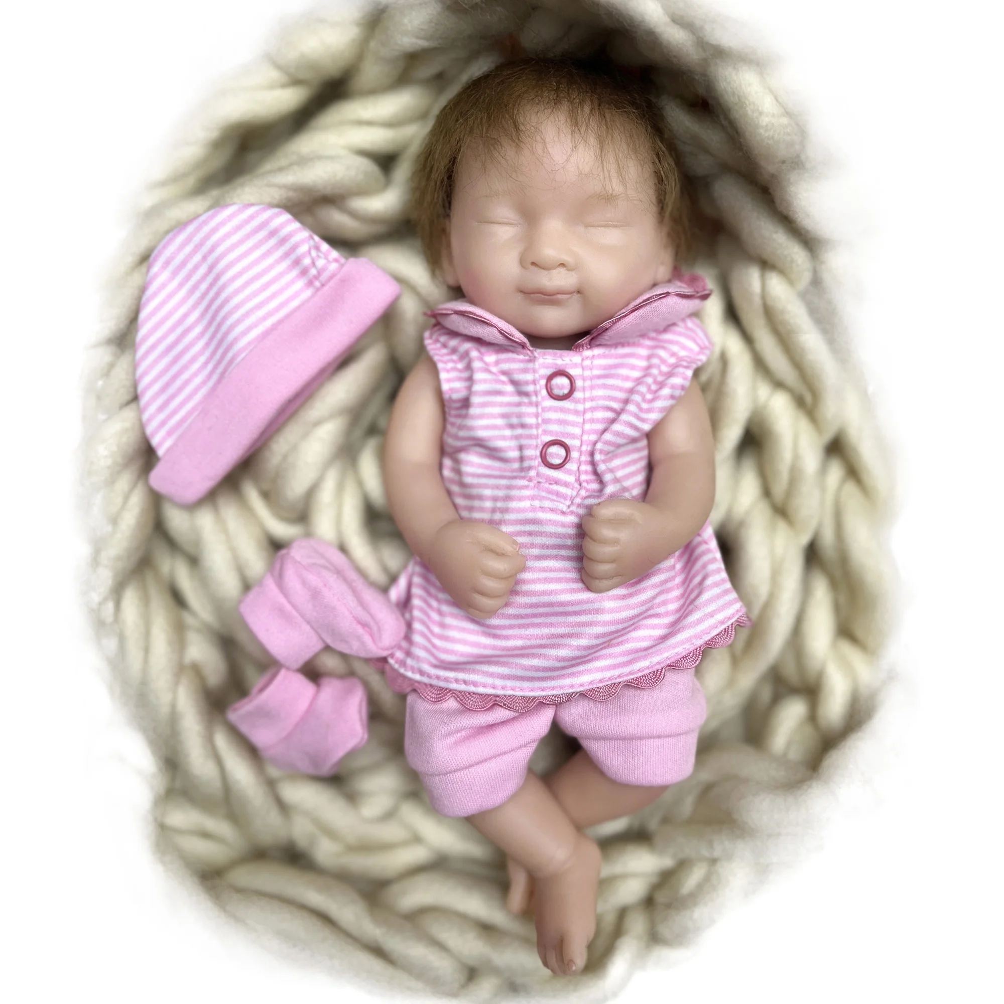 

10 Inch Handmade Full Silicone Bebe Reborn Baby With Rooted Mohair Newborn Bebe Doll reborn silicona cuerpo completo