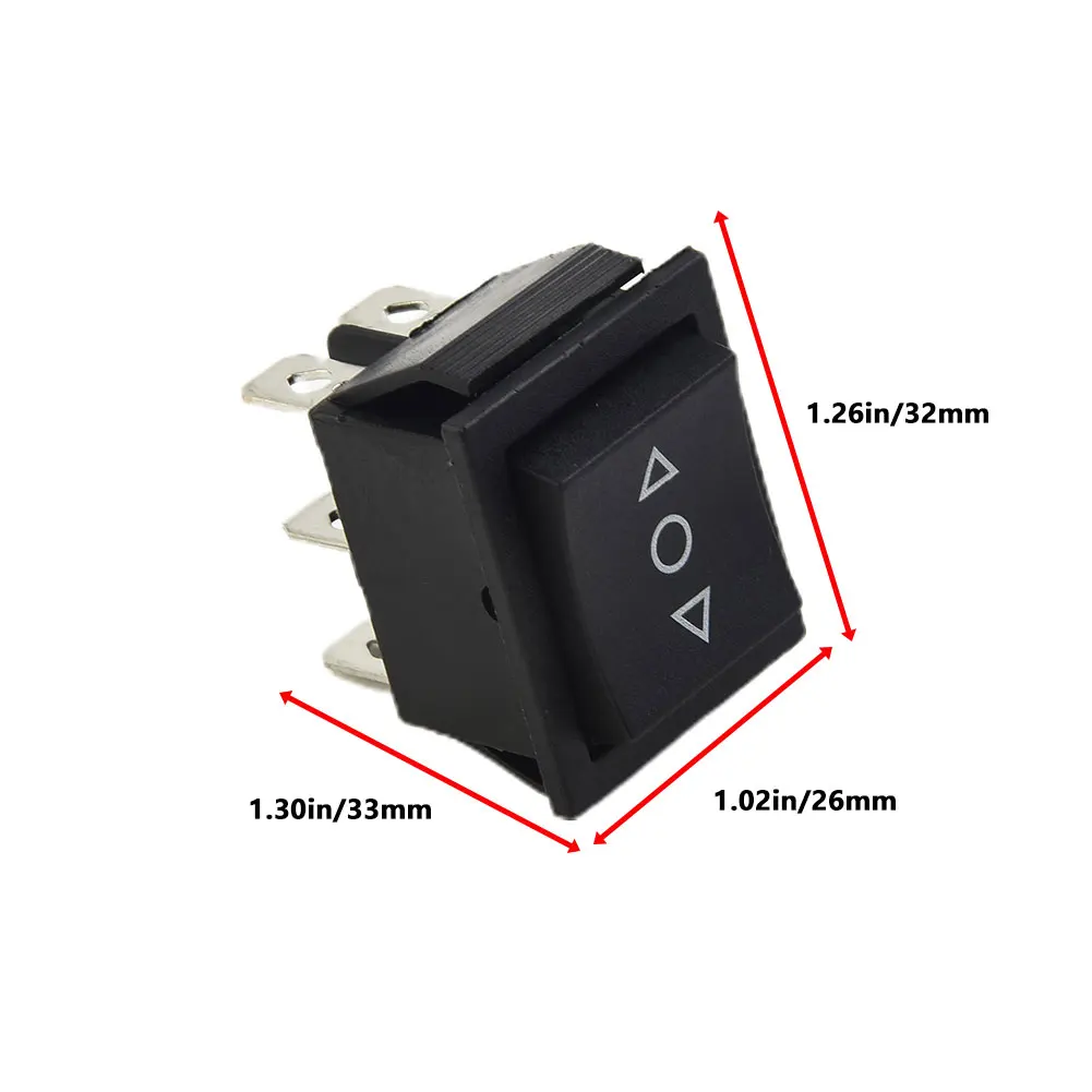 Black Rocker Switch 1.26x1.02x1.30inches 6 Pins Car Electrical Equipment Plastic+Metal Ship Practical Portable