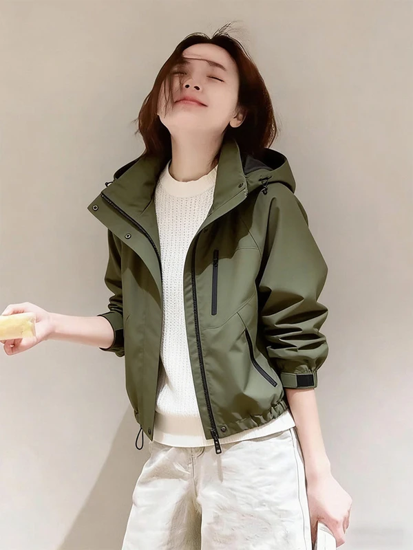 

2026 New Arrival Elegant Compact Style Casual Outerwear Women's Spring Fashionable Commuter Windbreaker Coat with Hood