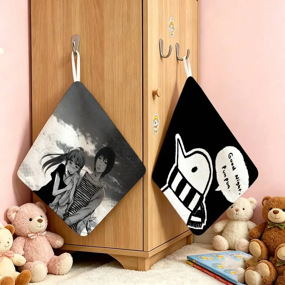 Cute Goodnight P-Punpun  Household Hanging Towel Polyester Cotton Hand Wiping Towel Sturdy For Bathroom Bedroom