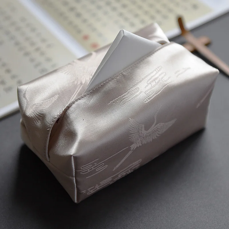 Luxury Vintage Cloth Tissue Box Cover Satin Napkin Storage for Home Dining Room Furnishing Decoration