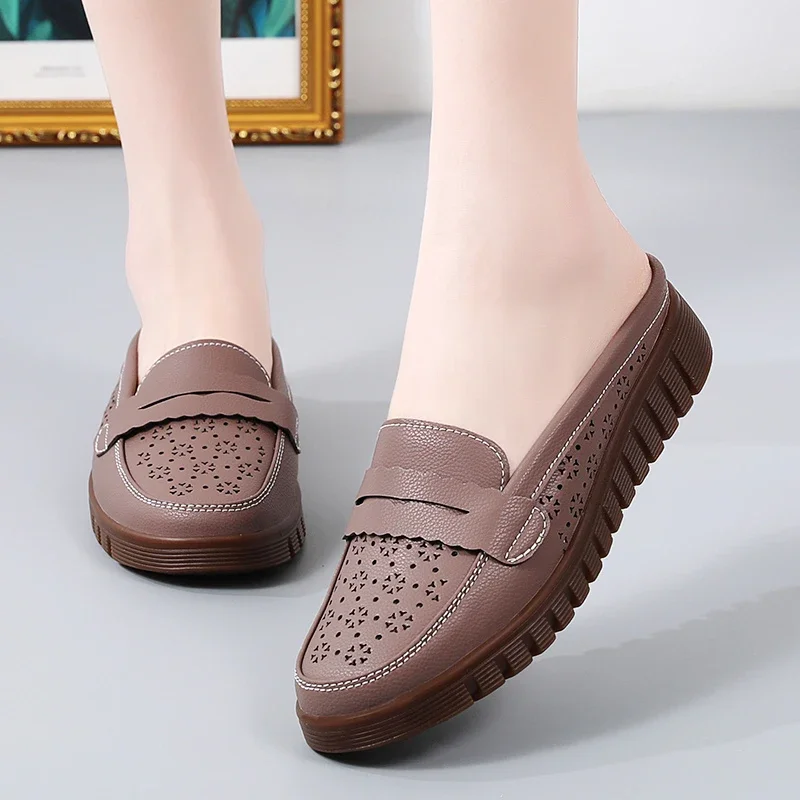 Girls Ballet Flat Shoes Women\'s Flat Shoes 2024 Spring/Summer Shoes Women High Heels Genuine Leather Casual Women Casual Loafers