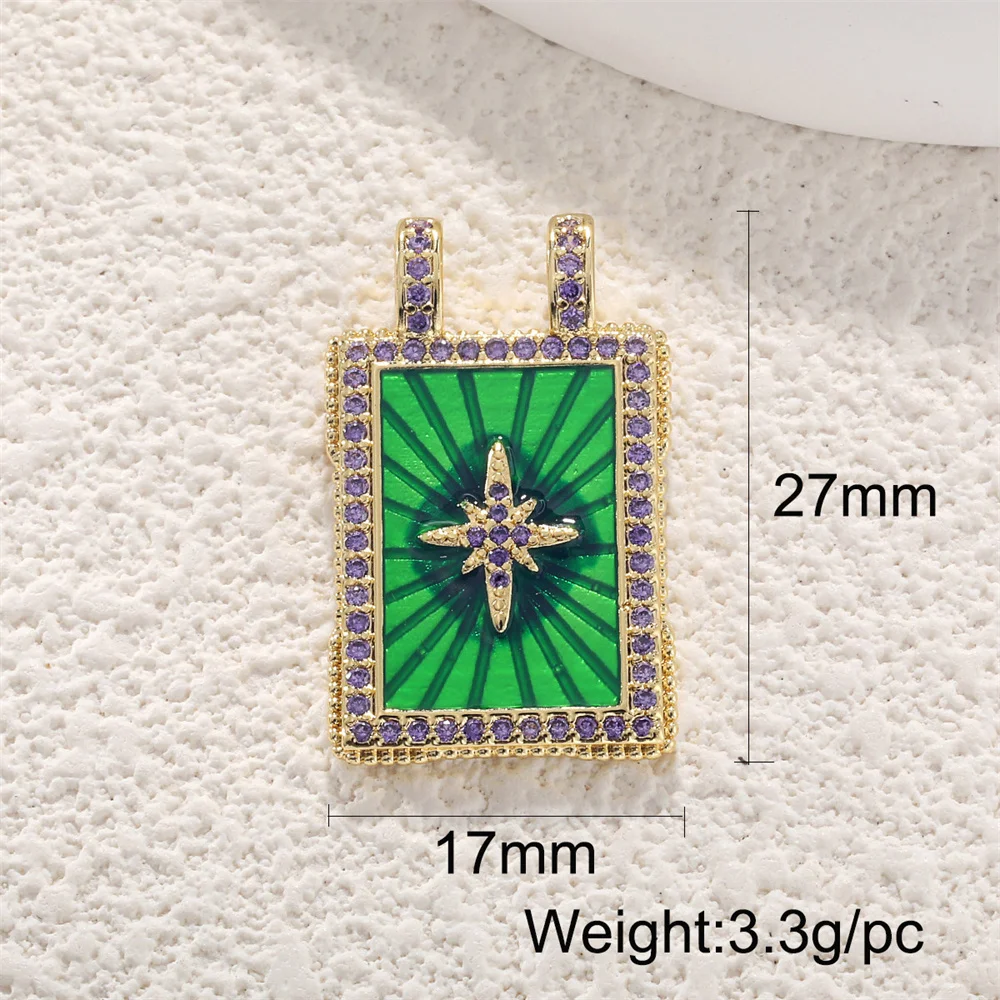 Copper Gold Plated Retro Tarot Card Square Pendants Star Sun Rainbow Eye Love Diy Jewelry  Accessories Moon Letter Heart Charms