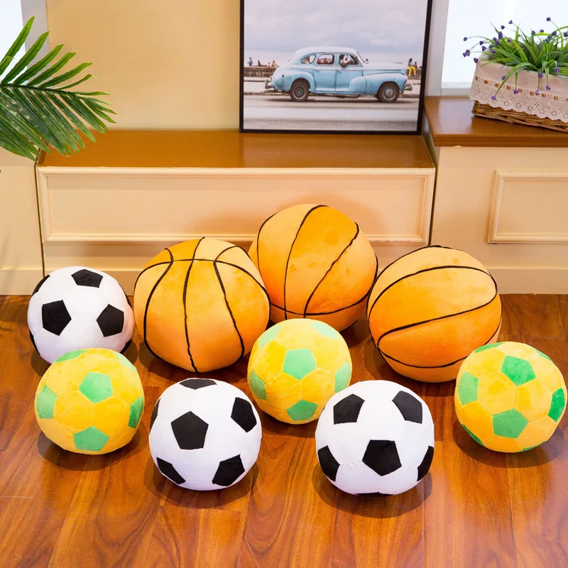 Creative Simulation Football Basketball Plush Toys Soft Spherical Dolls Children Room Decoration Boys Gifts Plushies Kawaii